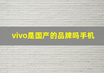 vivo是国产的品牌吗手机