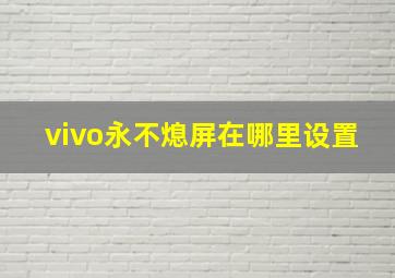 vivo永不熄屏在哪里设置