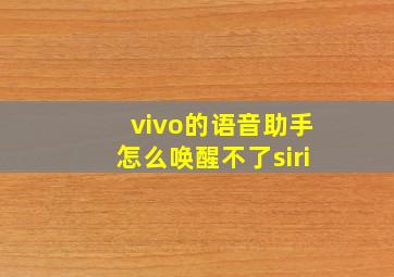 vivo的语音助手怎么唤醒不了siri