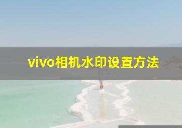 vivo相机水印设置方法