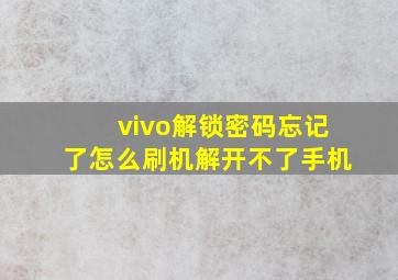 vivo解锁密码忘记了怎么刷机解开不了手机