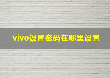 vivo设置密码在哪里设置