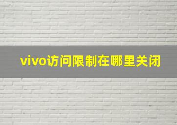 vivo访问限制在哪里关闭