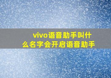 vivo语音助手叫什么名字会开启语音助手