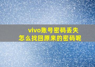 vivo账号密码丢失怎么找回原来的密码呢