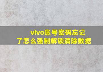 vivo账号密码忘记了怎么强制解锁清除数据