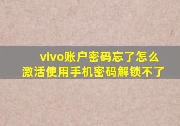 vivo账户密码忘了怎么激活使用手机密码解锁不了