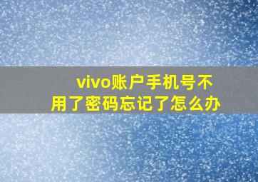 vivo账户手机号不用了密码忘记了怎么办