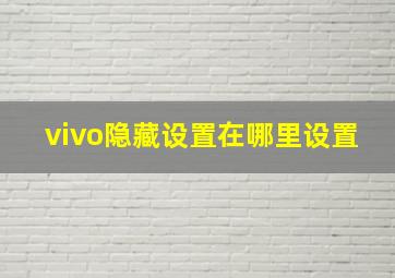 vivo隐藏设置在哪里设置