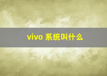 vivo 系统叫什么