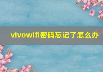 vivowifi密码忘记了怎么办