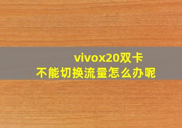 vivox20双卡不能切换流量怎么办呢