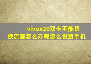 vivox20双卡不能切换流量怎么办呢怎么设置手机