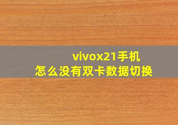 vivox21手机怎么没有双卡数据切换