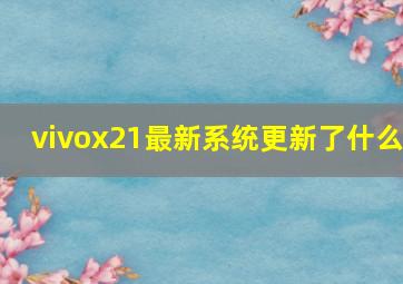 vivox21最新系统更新了什么