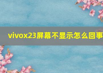 vivox23屏幕不显示怎么回事