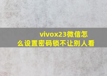 vivox23微信怎么设置密码锁不让别人看