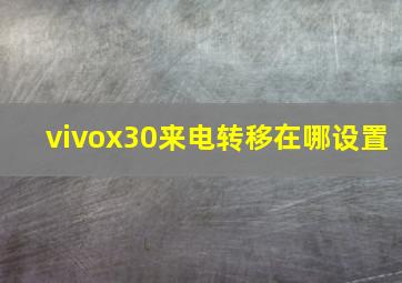 vivox30来电转移在哪设置