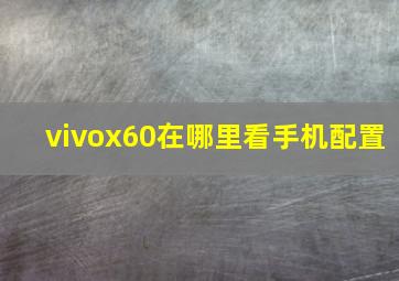 vivox60在哪里看手机配置