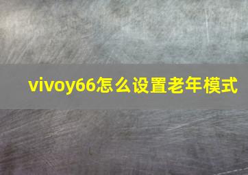 vivoy66怎么设置老年模式