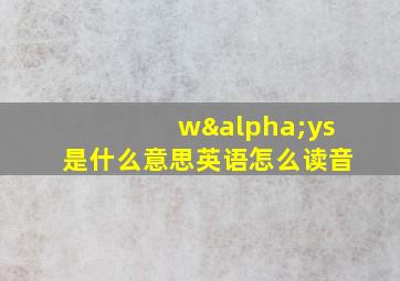 wαys是什么意思英语怎么读音