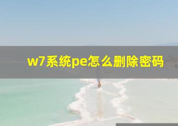 w7系统pe怎么删除密码