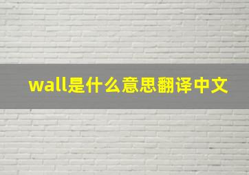 wall是什么意思翻译中文