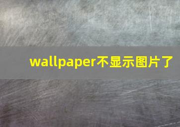 wallpaper不显示图片了