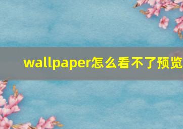 wallpaper怎么看不了预览