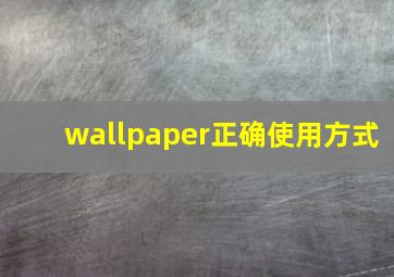 wallpaper正确使用方式