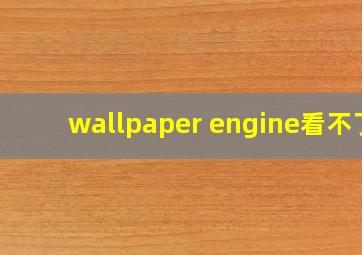 wallpaper engine看不了