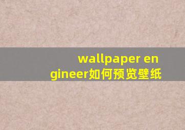 wallpaper engineer如何预览壁纸