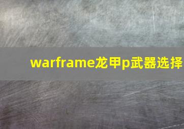 warframe龙甲p武器选择