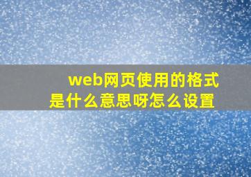 web网页使用的格式是什么意思呀怎么设置