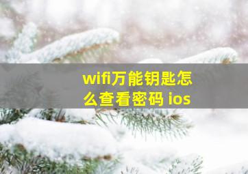 wifi万能钥匙怎么查看密码 ios