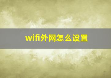 wifi外网怎么设置