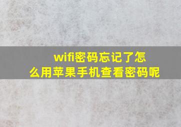 wifi密码忘记了怎么用苹果手机查看密码呢