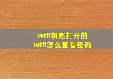 wifi钥匙打开的wifi怎么查看密码