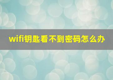 wifi钥匙看不到密码怎么办