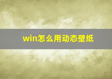 win怎么用动态壁纸