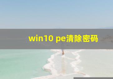 win10 pe清除密码