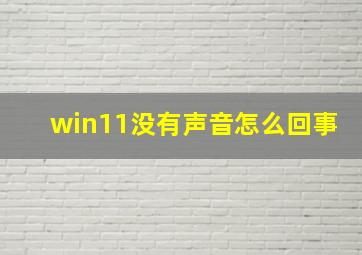 win11没有声音怎么回事