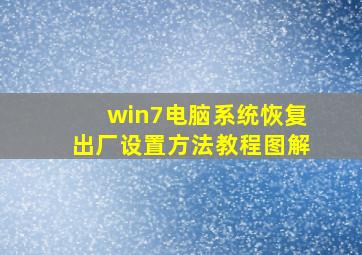 win7电脑系统恢复出厂设置方法教程图解