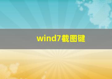 wind7截图键