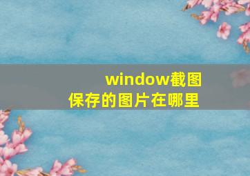 window截图保存的图片在哪里