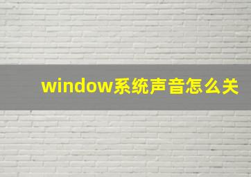 window系统声音怎么关