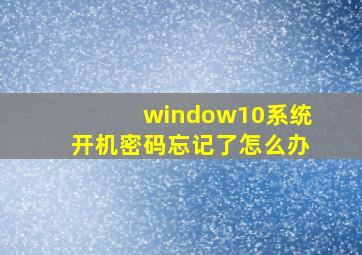 window10系统开机密码忘记了怎么办