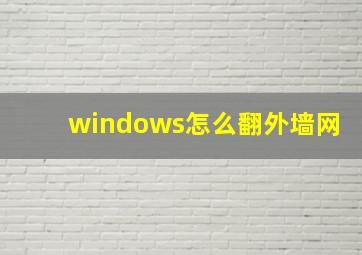 windows怎么翻外墙网