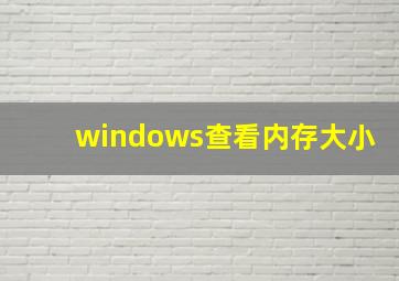 windows查看内存大小