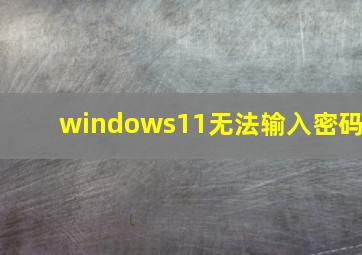 windows11无法输入密码